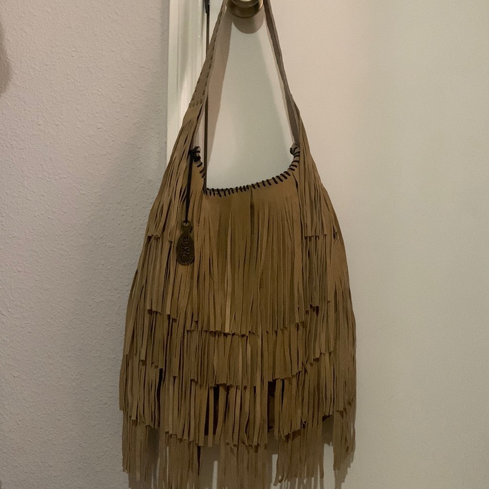 MUXO Large Tan Leather Shoulder Bag